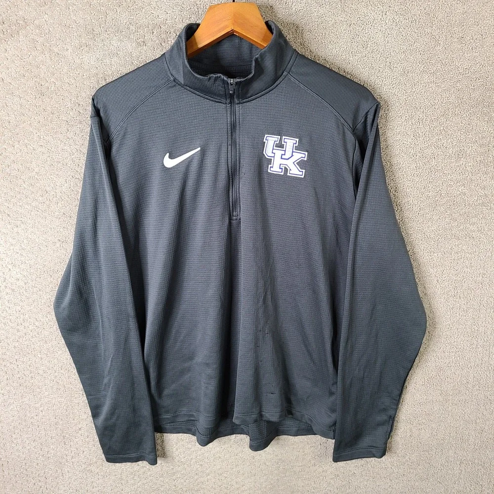 Nike Kentucky Wildcats Sweatshirt Women L Gray Dri Fit Quarter Zip Pullover NCAA